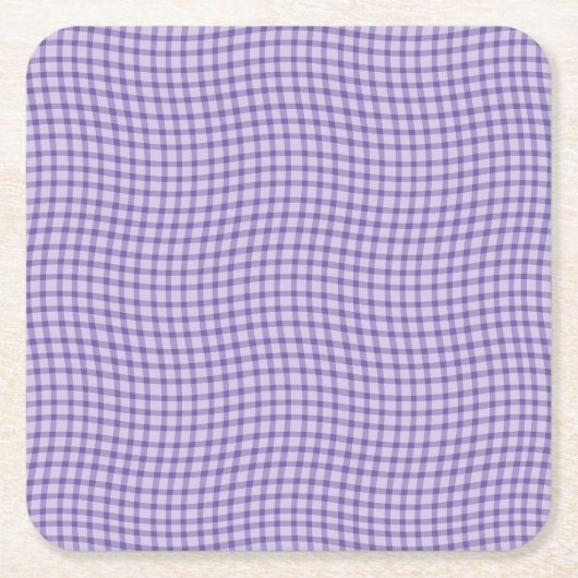 Purple Plaid Checker Seamless Pattern スクエアペーパーコースター (正面)
