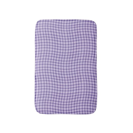 Purple Plaid Checker Seamless Pattern バスマット (正面縦)