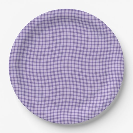 Purple Plaid Checker Seamless Pattern ペーパープレート (正面)