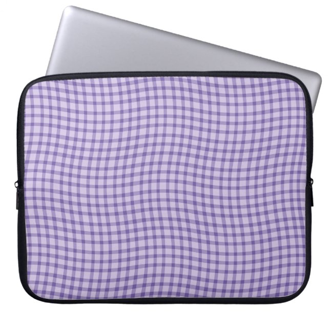 Purple Plaid Checker Seamless Pattern ラップトップスリーブ (正面)