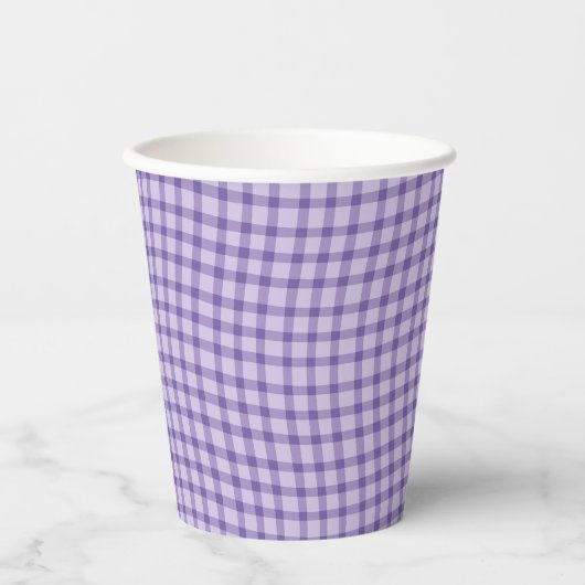 Purple Plaid Checker Seamless Pattern 紙コップ (正面)