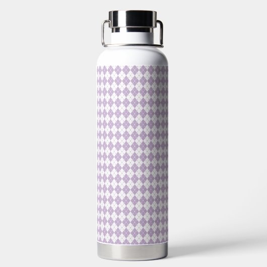 Purple Plaid Pattern Water Bottle ウォーターボトル (背面)