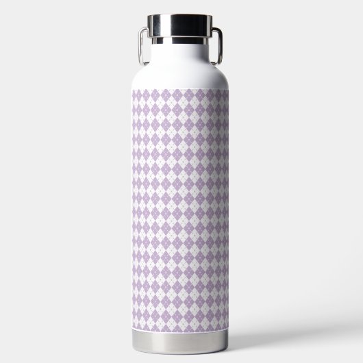 Purple Plaid Pattern Water Bottle ウォーターボトル (正面)