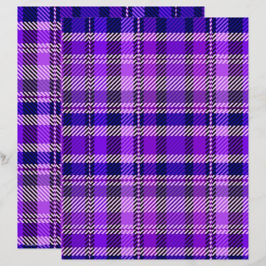 Purple Plaid Scrapbook Paper 2-Sided Page (正面/裏面)