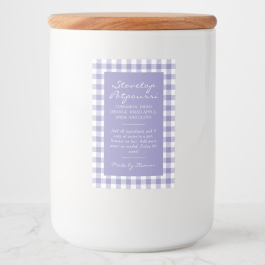Purple Plaid Stovetop Potpourri Simmer Pot Label フードラベル (正面)