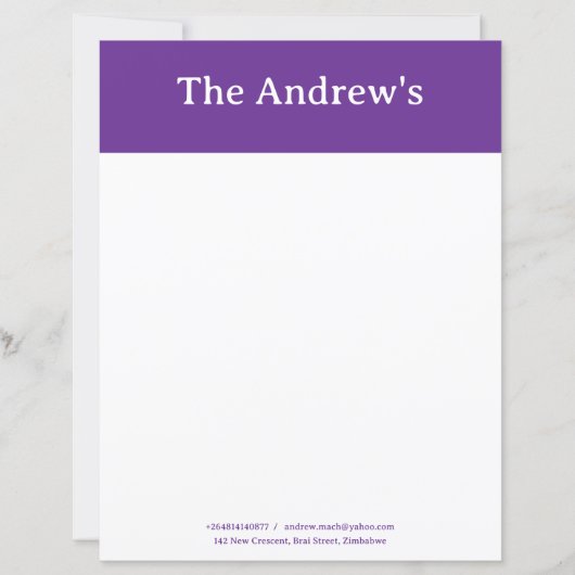 Purple Plain Simple Stationary Paper (正面)