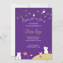 Purple Playful Birthday Invitation for Kids 招待状