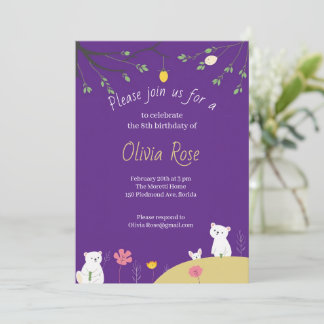 Purple Playful Birthday Invitation for Kids 招待状