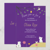 Purple Playful Birthday Invitation for Kids 招待状 (正面/裏面)