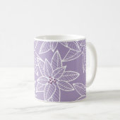 Purple Poinsettia Holiday Initial Mug コーヒーマグカップ (正面右)