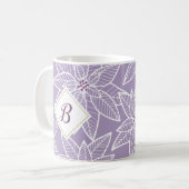 Purple Poinsettia Holiday Initial Mug コーヒーマグカップ (正面左)