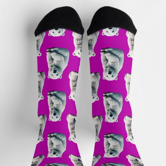 Purple Polar Bear Pattern Design  ソックス (上部)