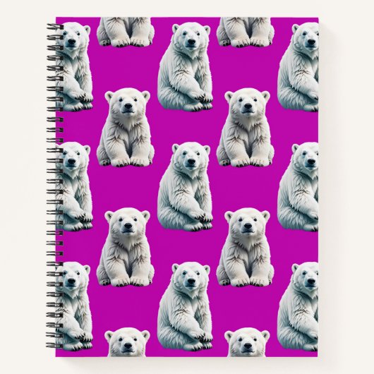 Purple Polar Bear Pattern Design  ノートブック (正面)