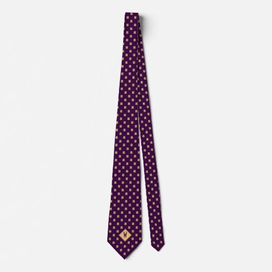 Purple Police Badge Pattern ネクタイ (正面)