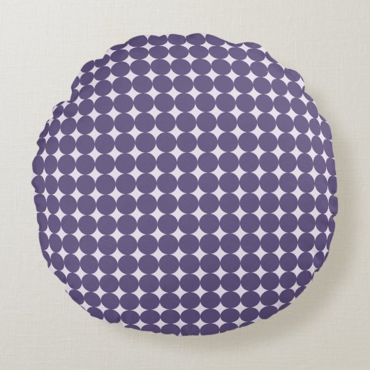 Purple Polka Dot Nursery Throw Pillow - Round ラウンドクッション (正面)