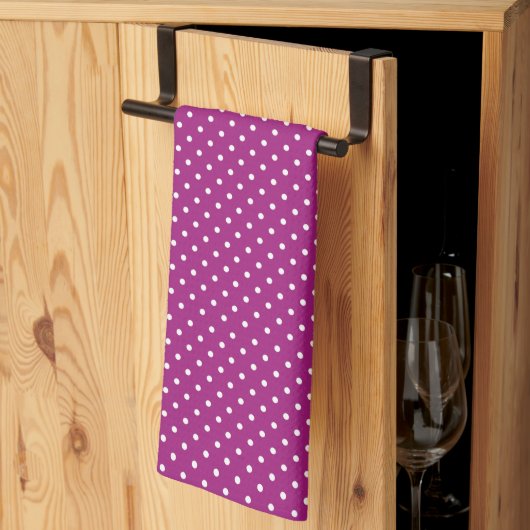 Purple Polka Dot Pattern キッチンタオル (三つ折り)