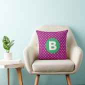 Purple Polka Dot Pattern Green Monogram クッション (椅子)