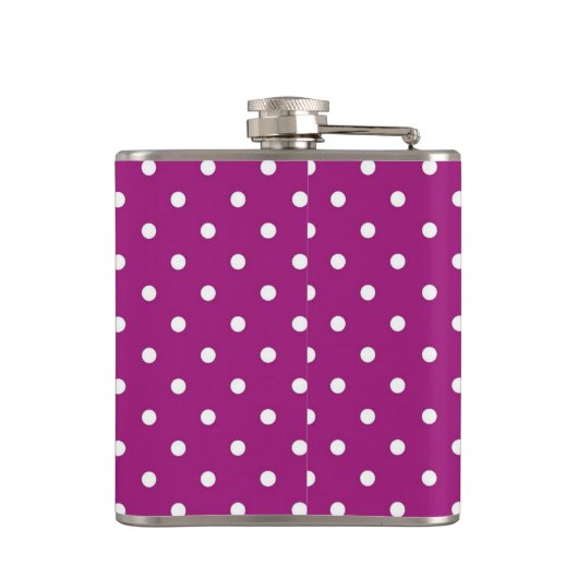 Purple Polka Dot Pattern Green Monogram フラスク (裏面)