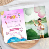 Purple Pool Birthday Invitations with photo 招待状