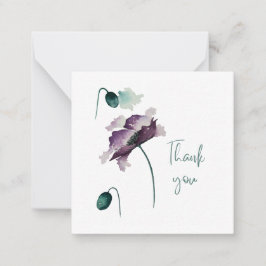 Purple Poppy Thank You Flat Notecard ノートカード