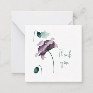 Purple Poppy Thank You Flat Notecard ノートカード