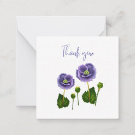 Purple Poppy Thank You Flat Notecard ノートカード