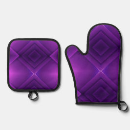 Purple pot holder and oven mitt set with black  鍋つかみ&鍋敷きセット