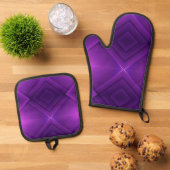 Purple pot holder and oven mitt set with black  鍋つかみ&鍋敷きセット (トップダウン)