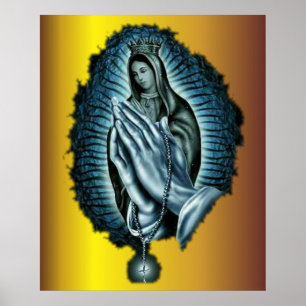 Purple Prayer Blessed Virgin Mary Print ポスター