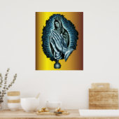 Purple Prayer Blessed Virgin Mary Print ポスター (キッチン)