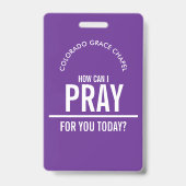 Purple prayer church volunteers id badge バッジ (Back)