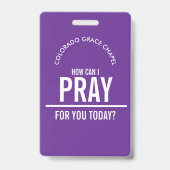Purple prayer church volunteers id badge バッジ (Front)