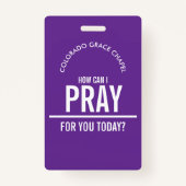 Purple prayer church volunteers id badge バッジ (裏面)
