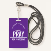 Purple prayer church volunteers id badge バッジ (正面ランヤード)