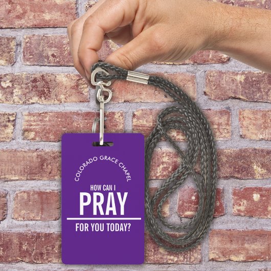 Purple prayer church volunteers id badge バッジ