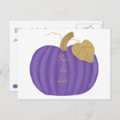 Purple Pumpkinの日付を保存するポストカードの結婚for 案内ポストカード (正面/裏面)