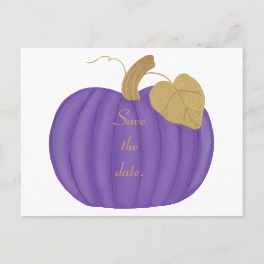 Purple Pumpkinの日付を保存するポストカードの結婚for 案内ポストカード (正面)