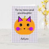 Purple Pumpkin Cat Halloween Maze Granddaughter カード (黄色い花)