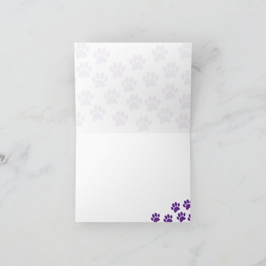 Purple Puppy Paw Prints Blank ノートカード (内部)