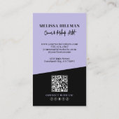 Purple QR Code Photo Makeup Vertical 名刺 (裏面)