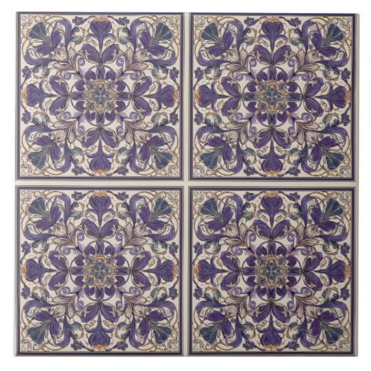 Purple Radial Art Deco タイル (正面)