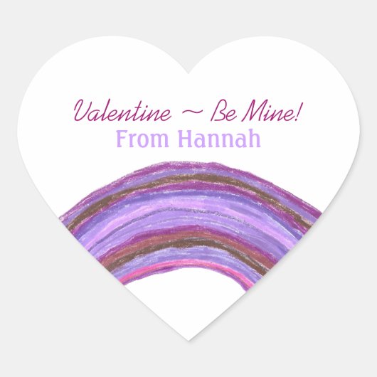 Purple rainbow valentine sticker ハートシール (正面)
