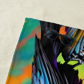 Purple Raven,  northern lights background ビーチタオル (インサイチュ)