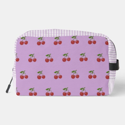 Purple & Red Cherry Gingham Pattern Simple Fruit ドップキット (裏面)