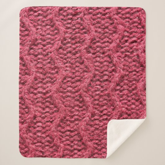 Purple red, cherry knitted sweater texture シェルパブランケット (正面)