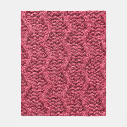 Purple red, cherry knitted sweater texture フリースブランケット (正面)