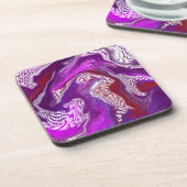 Purple Red Seirls Marble Fluid Art コースター (左側)