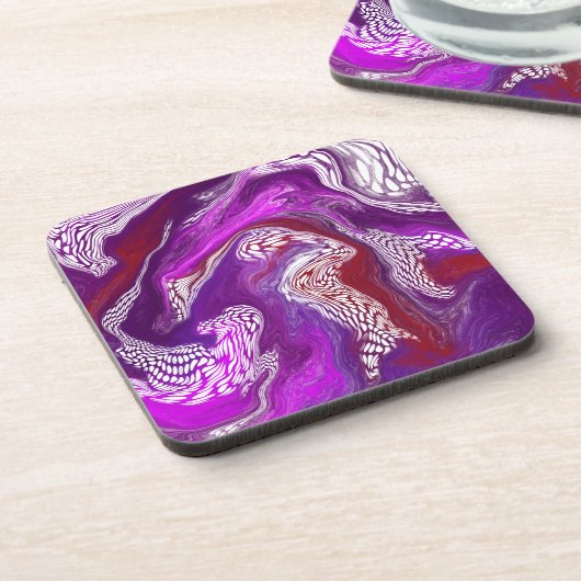 Purple Red Seirls Marble Fluid Art コースター (左側)