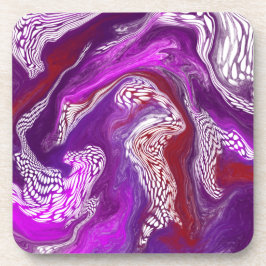 Purple Red Seirls Marble Fluid Art コースター
