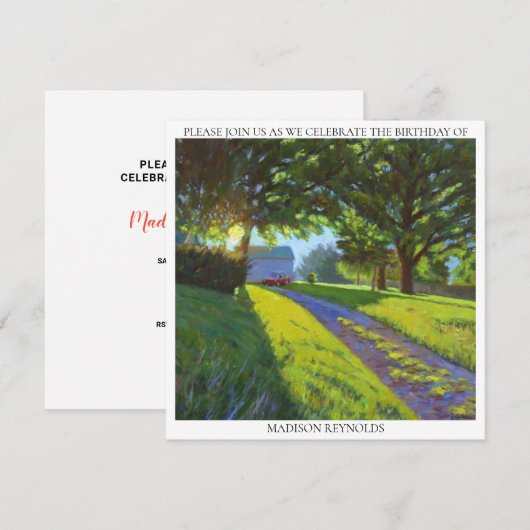 Purple Red Yellow Green Birthday Celebration Party (正面/裏面)